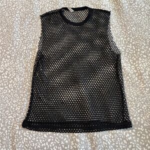 Stylish Black Mesh Muscle Tee